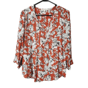 3/$25 Fun 2 fun Floral v-neck smock top 3/4 sleeves nwot size Small